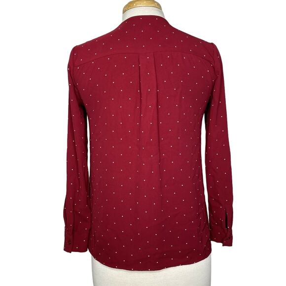 DANNI MINOGUE Red Polka Dot 3/4 Sleeve Blouse Size 2 Petite Pinup Stretch - Picture 2 of 11